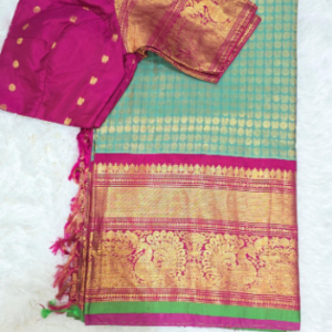 Narayanapet Checks Border Cotton Saree | Classic Handloom Saree for Women